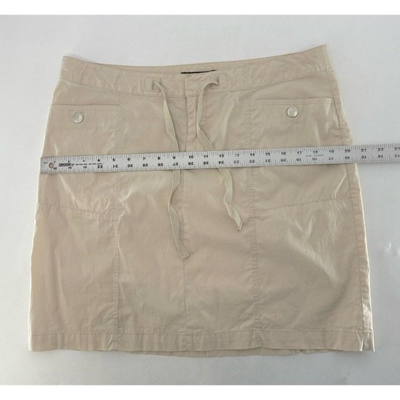 Eddie Bauer Women’s Khaki Snap Button Drawstring Cotton Nylon Skirt Sz 10 Preppy - Picture 8 of 9